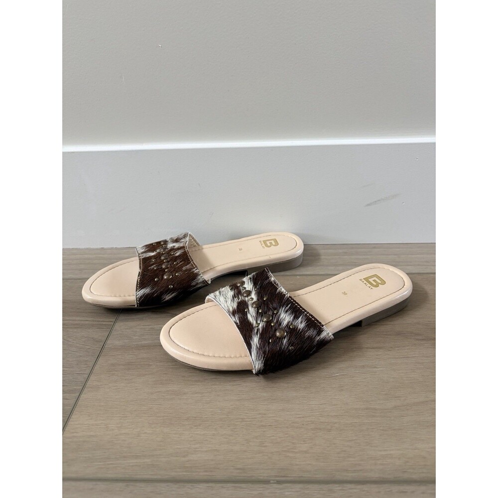 Genuine Cowhide Western style Women flip flop Sandal  Flat Sz 7.5 38